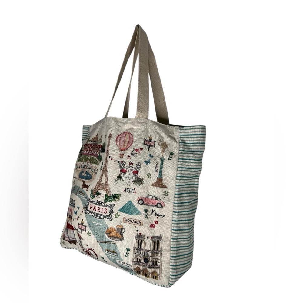 Rare Paris Themed Tote Bag - Cream and Tan - Picture 4 of 11